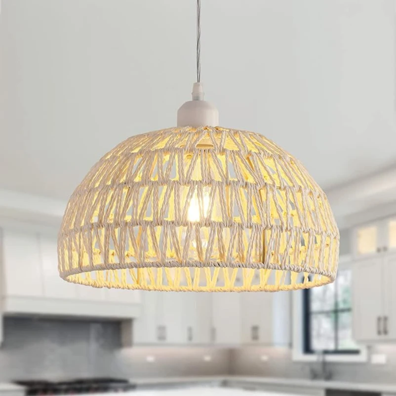 Modern Bamboo Rattan Led Pendant Light Nordic Designer Kitchen Dining Room Home Decor Lighting Pendant Hanging Ceiling Light