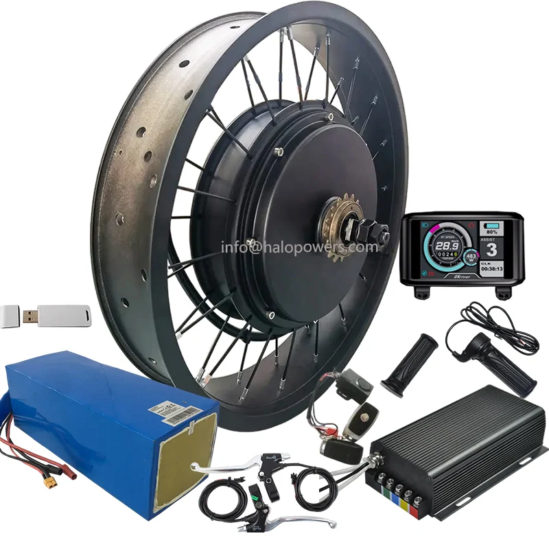 QS 205 72v 3000w fat tire kit with option battery 48v 5000w ebike kit for 20 4 fat tire kit 26 sabvoton 170mm fatbike e bicycle