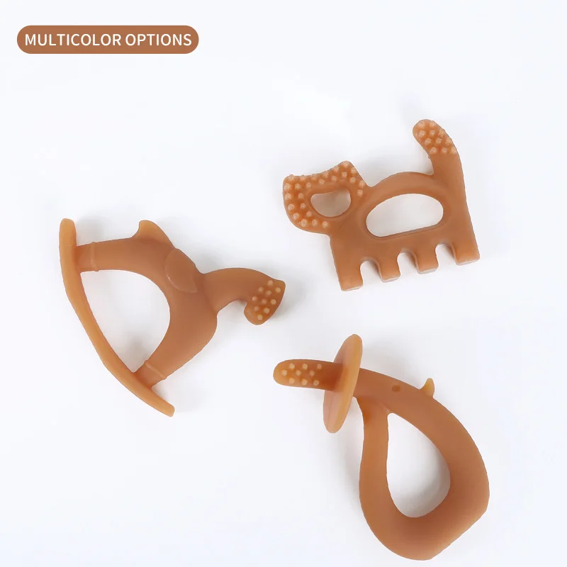 Custom Soft Animal Chewable BPA Free Food Grade Silicone Baby Teether for Kids