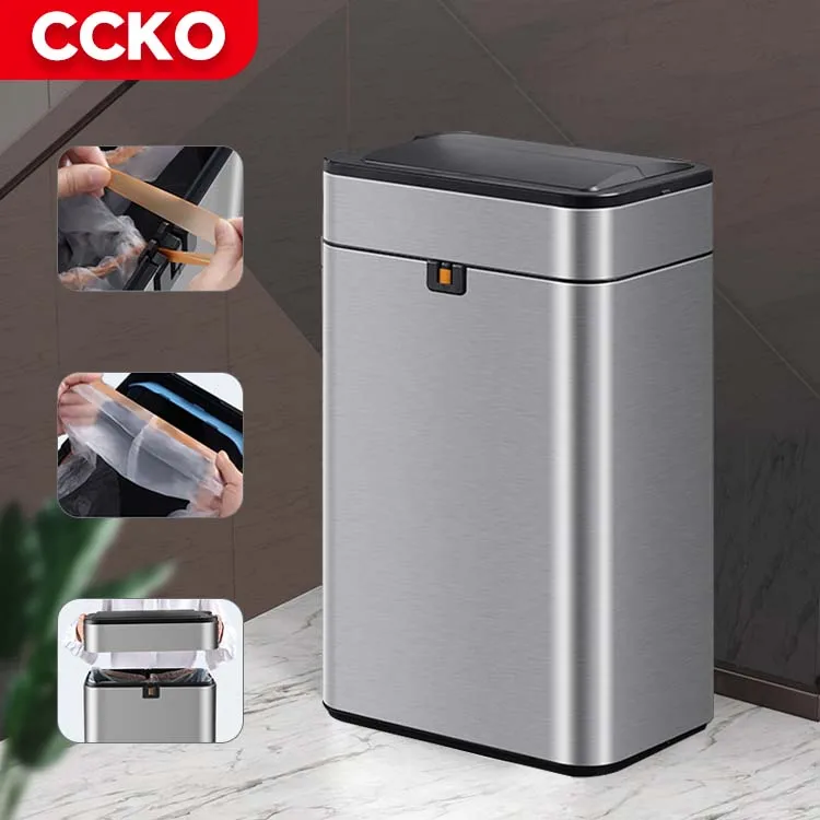 15/20 Liter Stainless Steel Electric Trash Can Smart Dustbin Kitchen Sensor Rubbish Bin Touchless Waste Bins For Office Bathroom