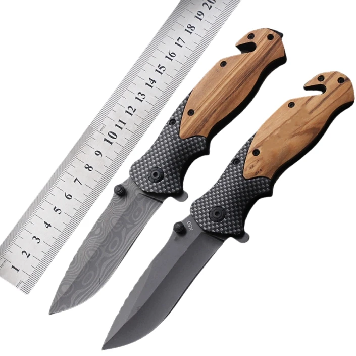 X50 Stainless Steel Camping Survival Hunting Olive Wood Handle Edc Knives Outdoor Folding Custom Pocket Knife Tools