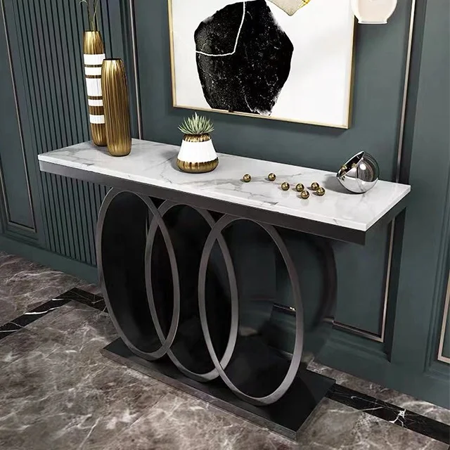 2022 Latest Modern Fashionable Marble Console Table With Stainless Steel Frame