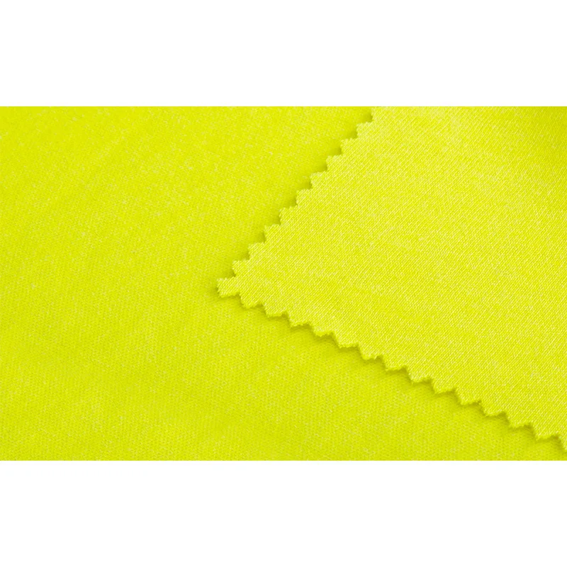 Wholesale EN20471 6.5oz High Visibility Modacrylic Cotton 60/40 Knit Interlock Fluorescent Yellow Fire Retardant Fabric
