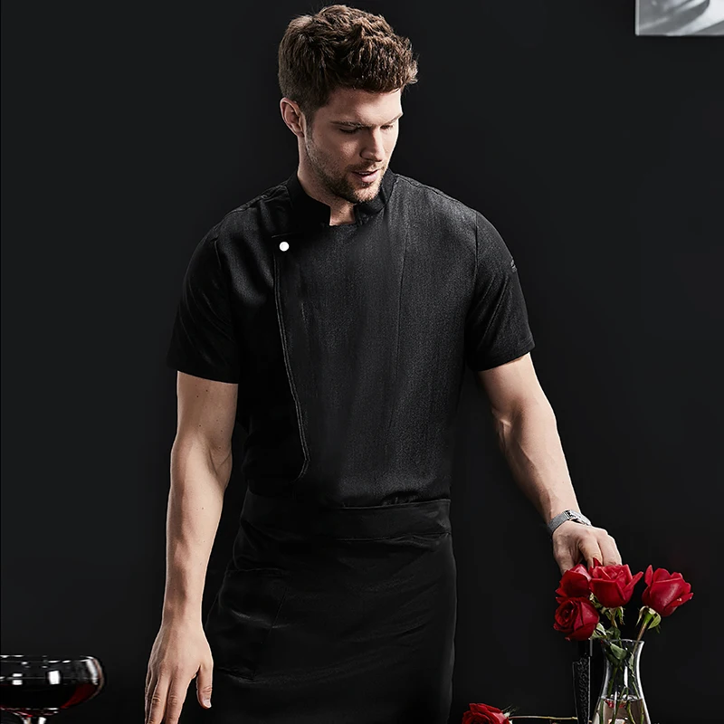 Factory Supply Twill Fabric Chef Uniform Uniform OEM Service Buttons Chef Coat Uniform