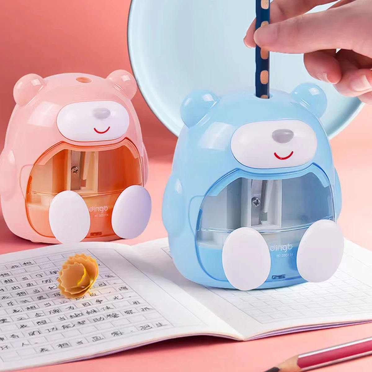 Cartoon Bear Pencil sharpener Set Gift Box School supplies Electric pencil sharpener Children stationery gift