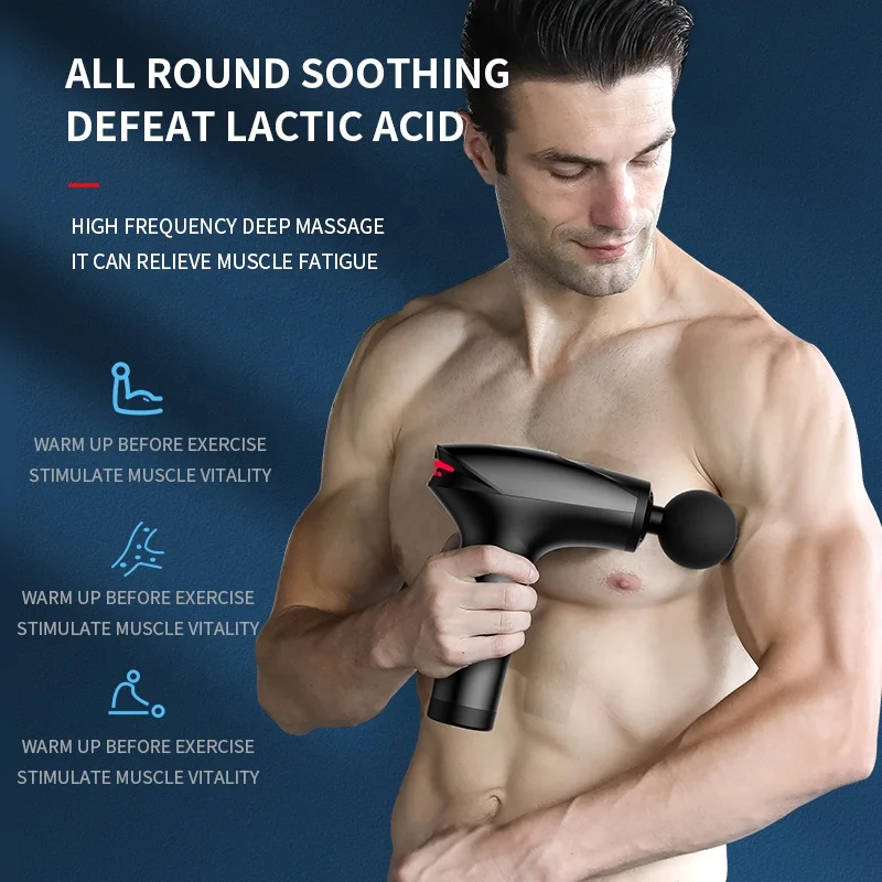 Fast Delivery Custom Pressure Sensor Body Gun Massager Private Label Cordless Deep Tissue Vibration Muscle Fascia Massage Gun