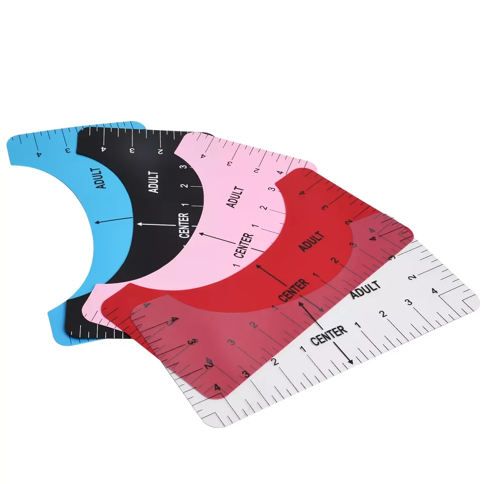 AQM Hot Selling 4pcs T-Shirt Alignment Ruler Craft Tools PVC T-shirt Guider Ruler 6 Colors Accessories For HTV