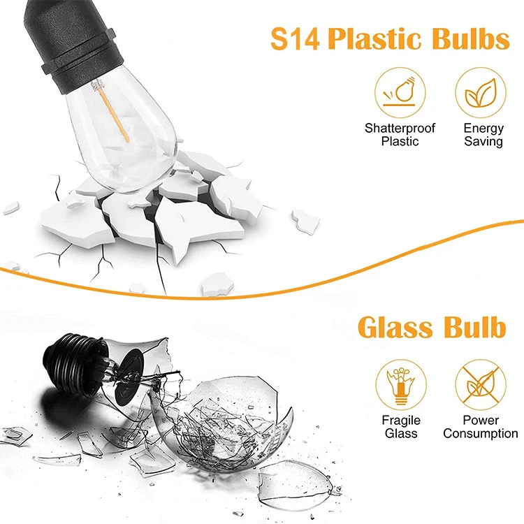 holiday lighting 48Ft S14 Bulb led outdoor string lights luces de navidad ip65 12v dc string light
