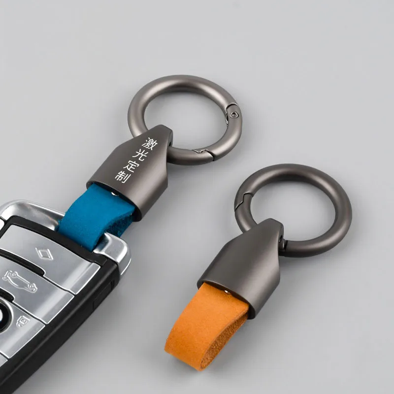Car Key Tag Custom PU Leather Keychain High Quality Zinc Alloy Car Key Holder Leather Keyring Promotion Gifts