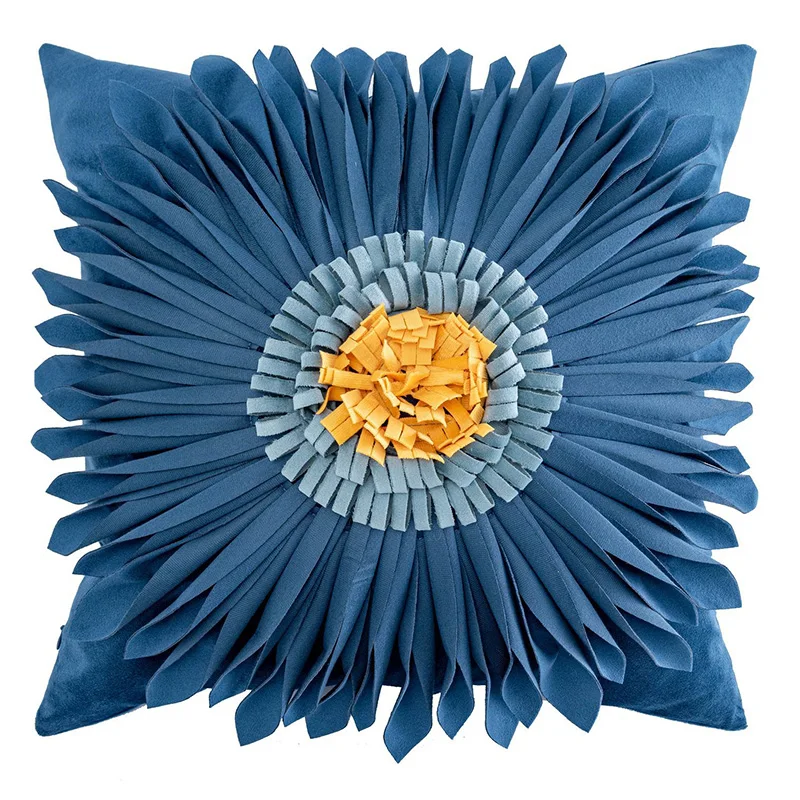 Handmade Velvet Sunflower Throw Square Cushion Cover Couch Living Room Bed Decorative Pillow Cover