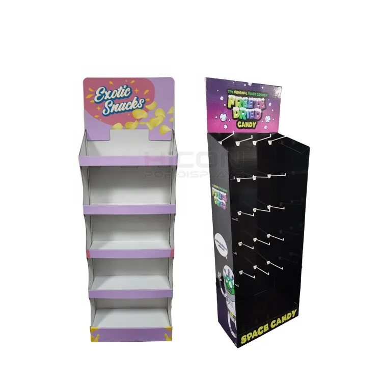 Corrugated Paper funko pop cardboard chocolate Floor Standing display stand Rack shelves Food Potato Snack cardboard display