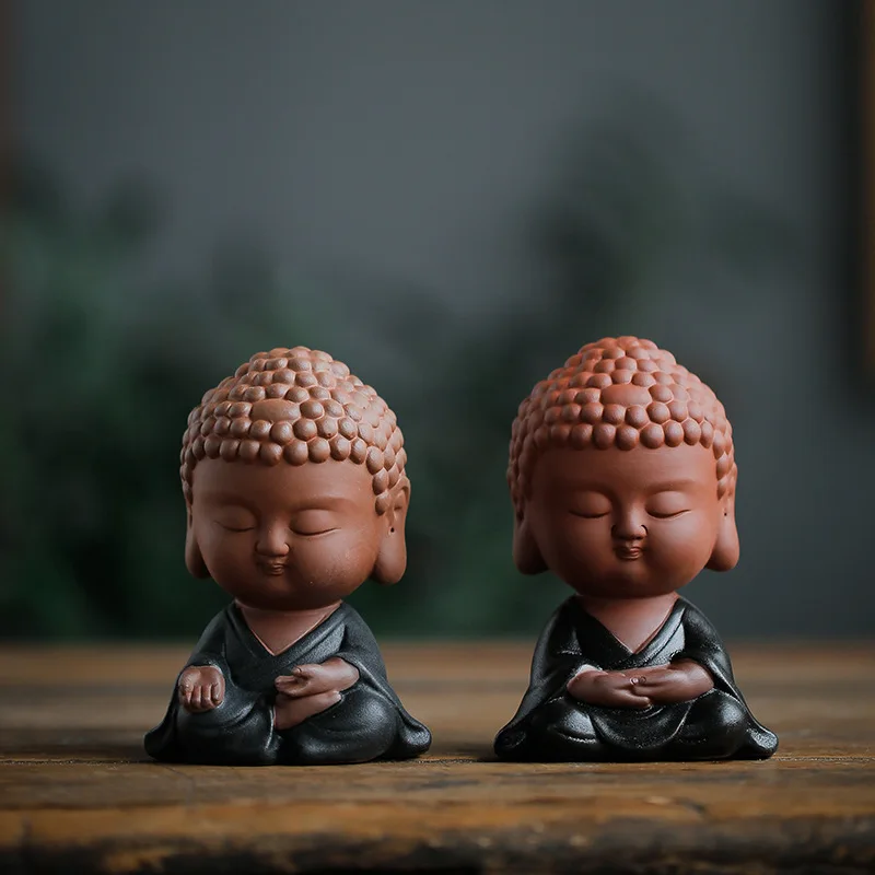 
Creative purple sand small Buddha tea ornaments Samanera tea-soaked tea pet ceremony decorations 