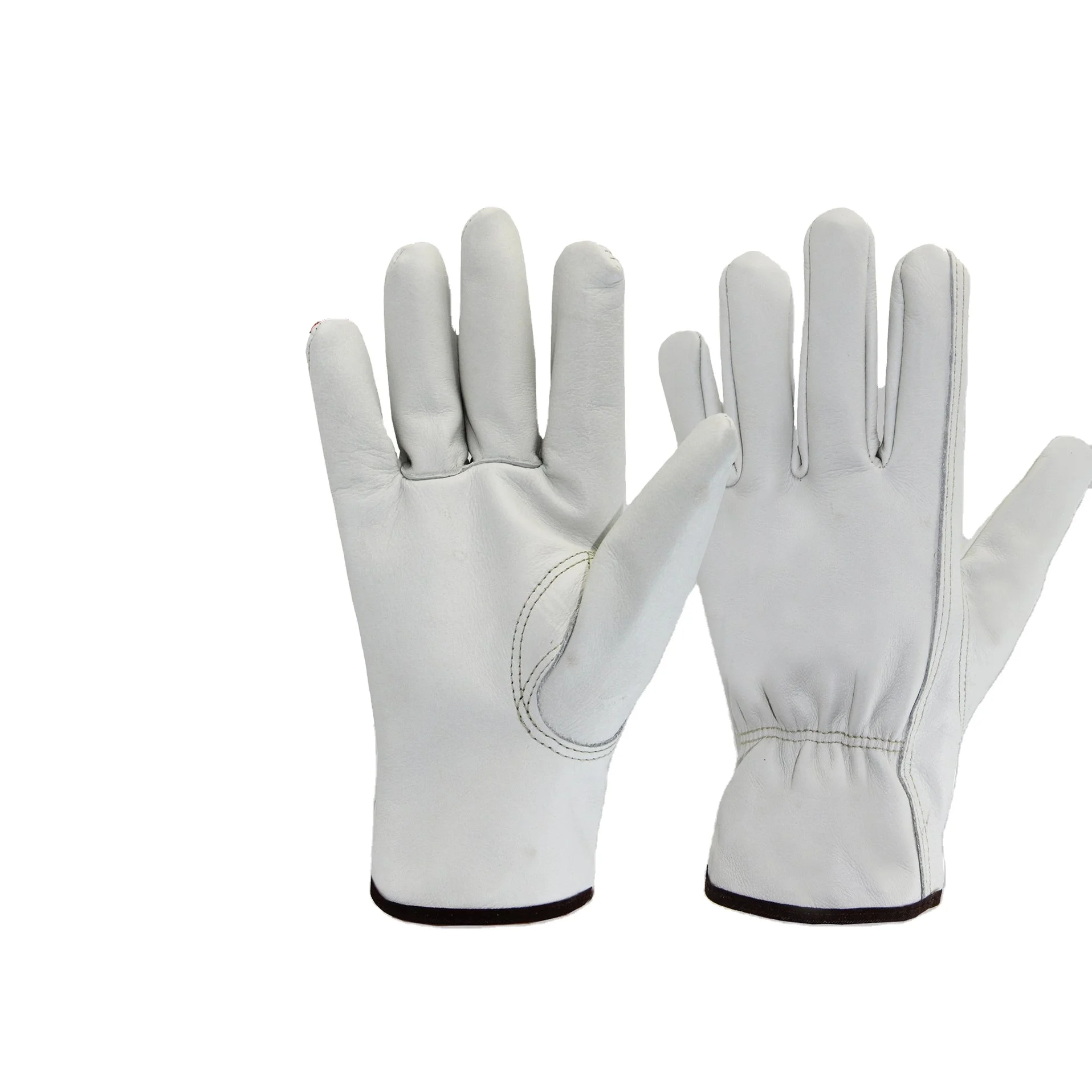 13 Gauge 120g Elastic Cuff No Line Cow Skin Full Grain Safety Rigger Gloves Men Hand Work Safety Cowhide Driver Gloves Leather