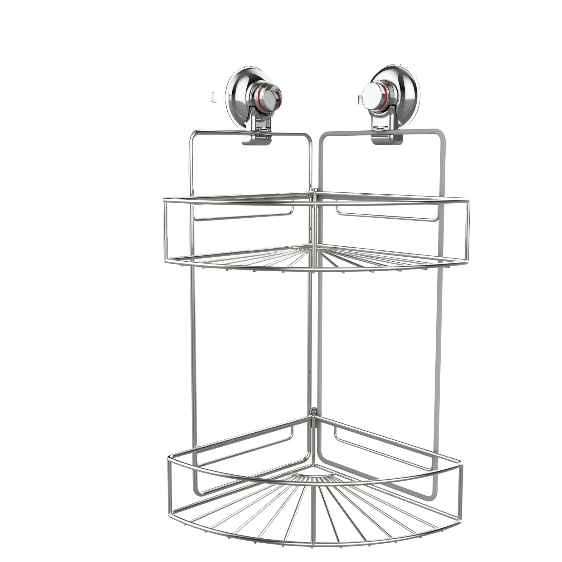 Dual Bathroom Shower Caddy Shower Shelf Kitchen Storage Basket Suction Corner Shower Shelf Wall Mounted Shampoo Basket