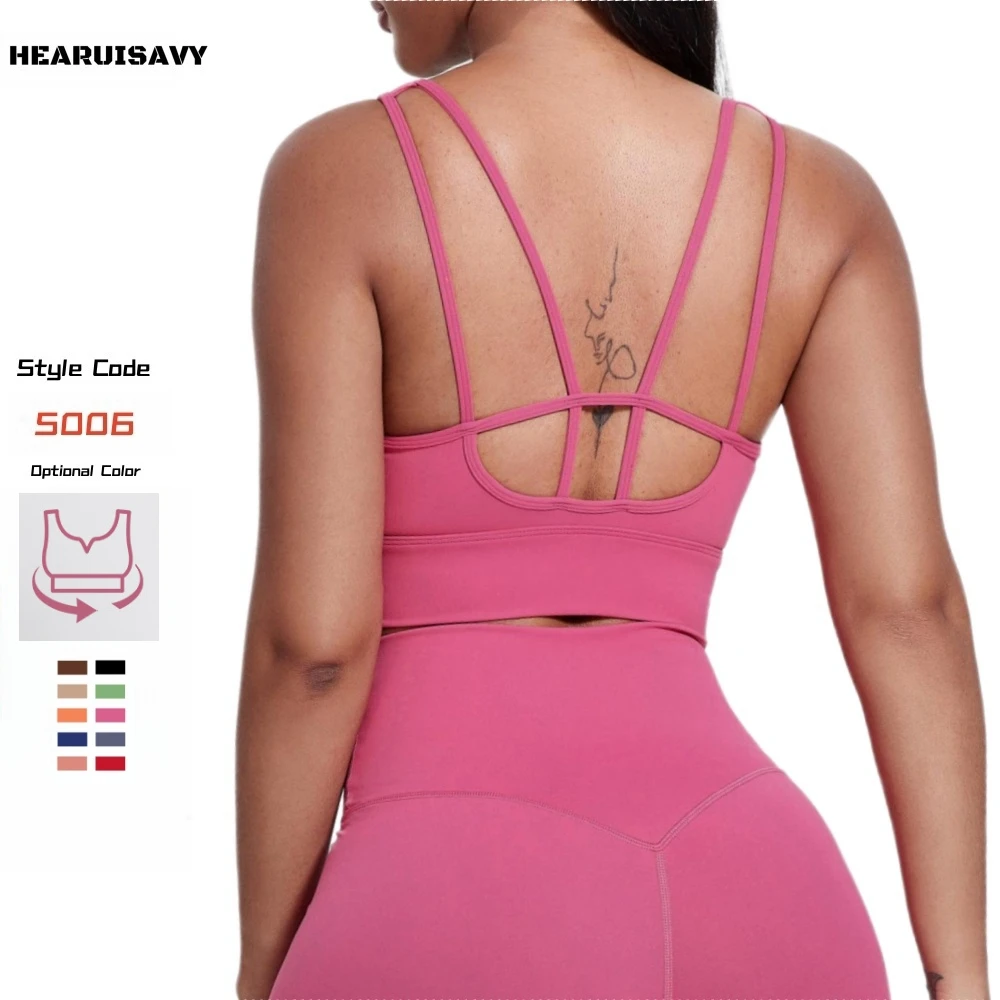 HEARUISAVY Medium Impact Compression Wirefree Sports Bras Workout Tank Tops For Women Fitness Wear Gym Active Bra