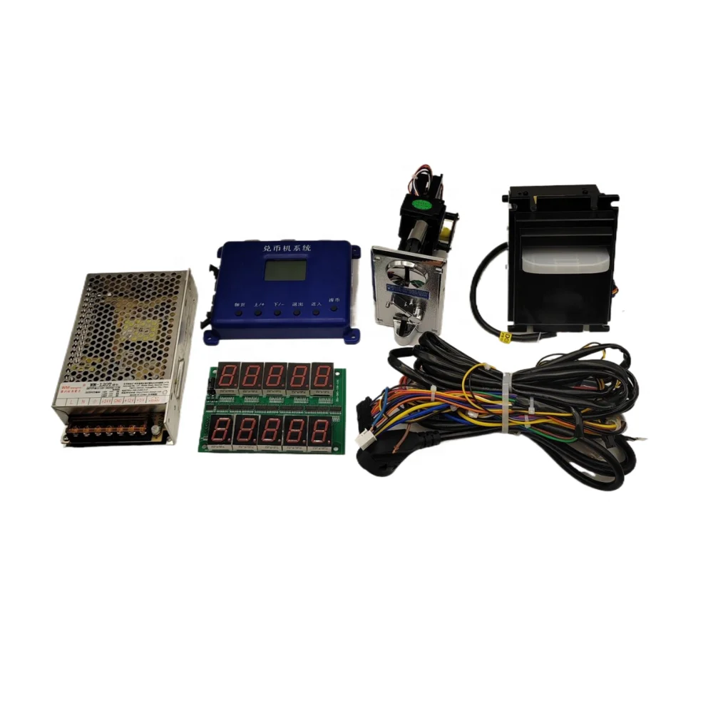 DIY Coin Exchange Machine Kits with Game board+ wire harness+motor+coin selector for Coin changer vending machine