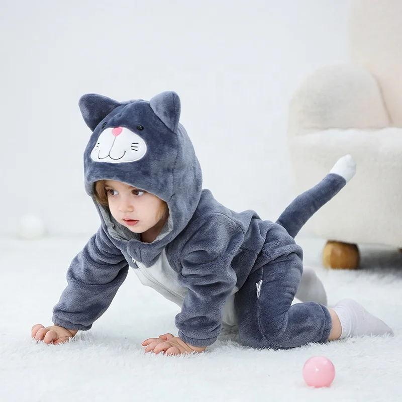 TONWHAR wholesale customized kids halloween costume children flannel jumpsuit baby overalls