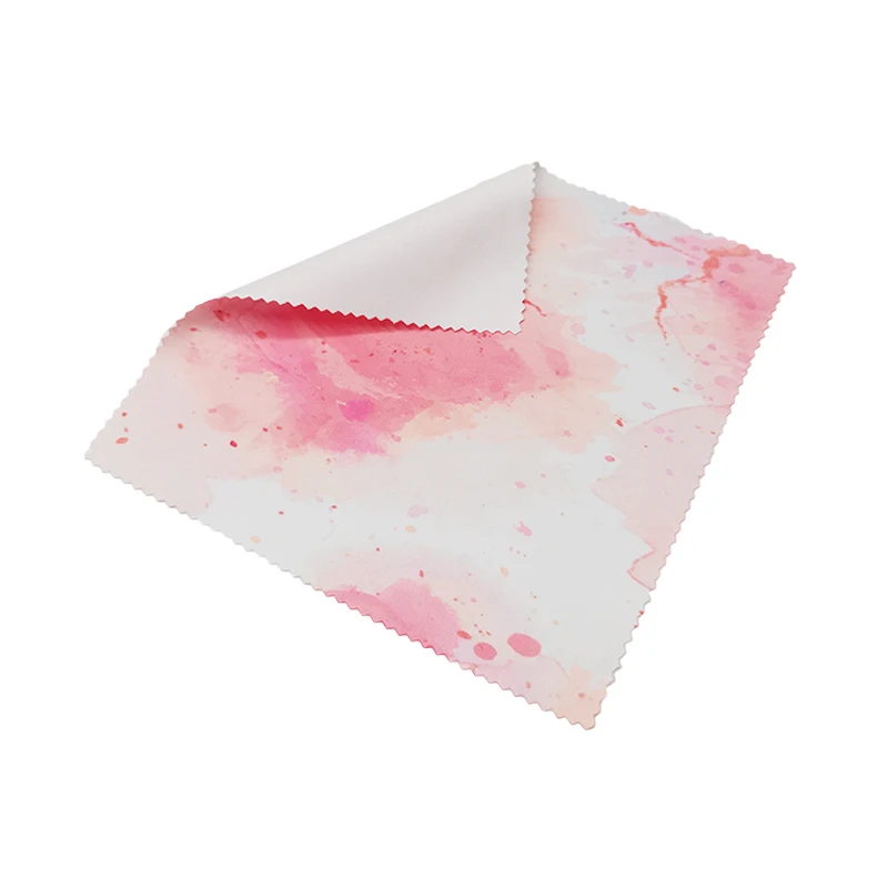 Custom Heat Transfer Printed Soft Microfiber Glasses Cleaning Cloth Sunglasses Wiping Cloth with Zigzag Edge