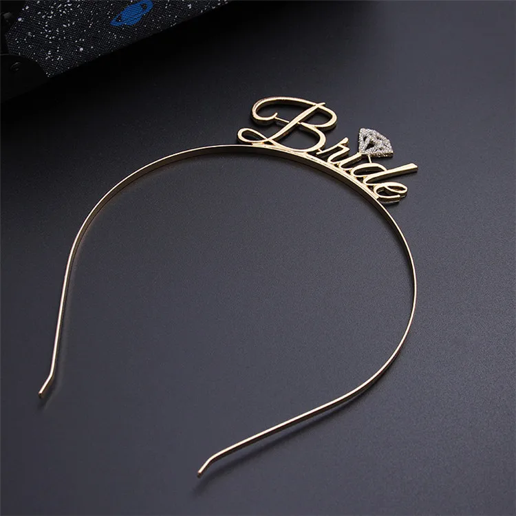 Bachelorette party supplies bridal tiaras wedding party decoration gold metal bride crown
