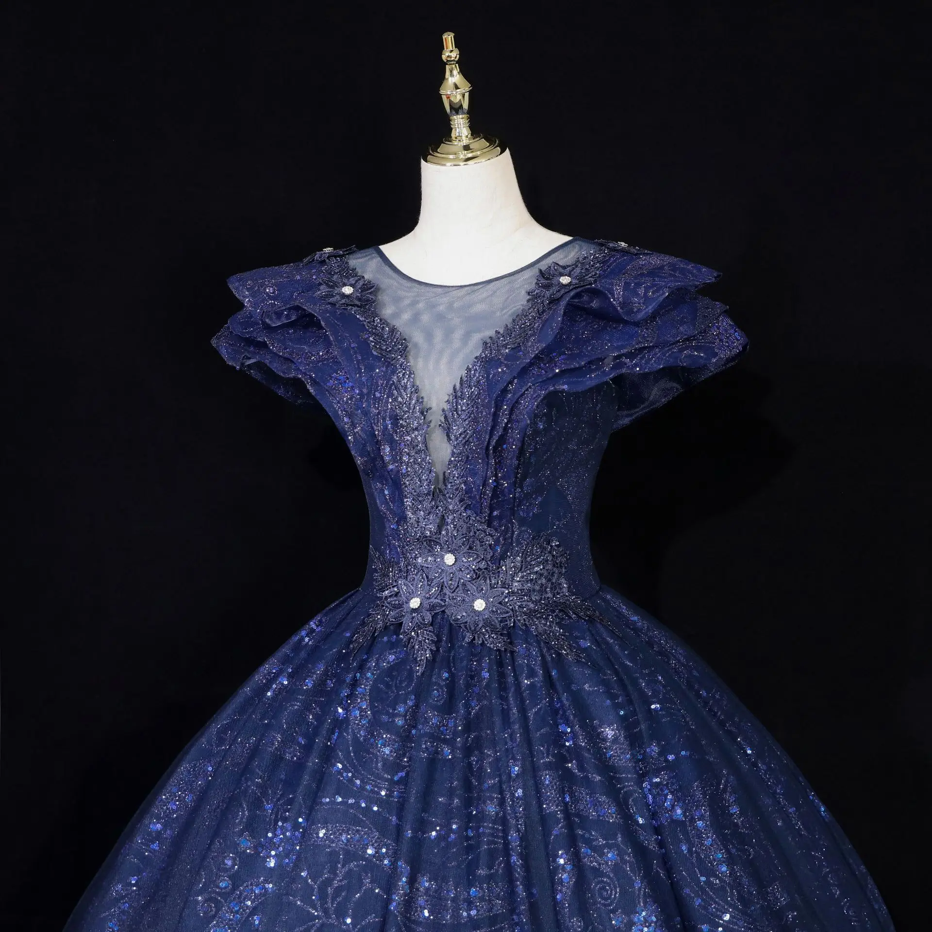 Nanchang Auyan Royal Blue and Pink Color Skirt Dress Long Wedding Dresses Elegant For Women