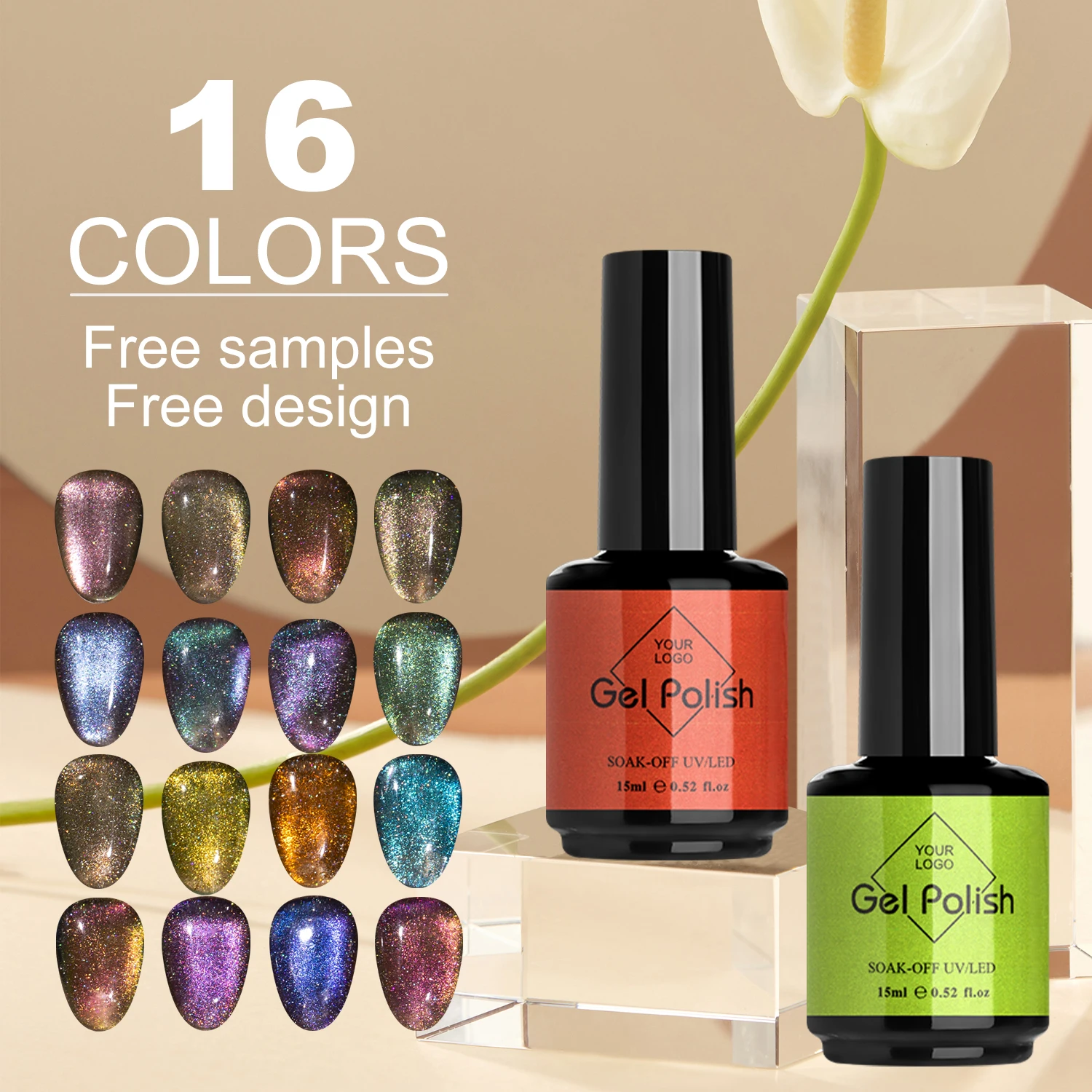 Caixuan NEW Cat Eye Private Label Soak Off Uv Led Gel Polish 1Kg Packing Peacock Reflective Cat Eye Gel