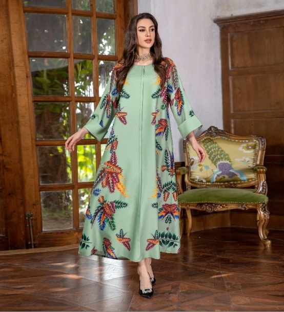 Ladies Modest Muslim Dress  Dubai Abaya Eid Kaftan Dresses Diamond Hijabs Maxi Dress Muslim Women