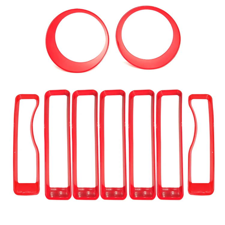 Front Grill Inserts & Headlight Cover Headlight Circle Trim Front Grille  For Jeep Wrangler JL 2018-2022