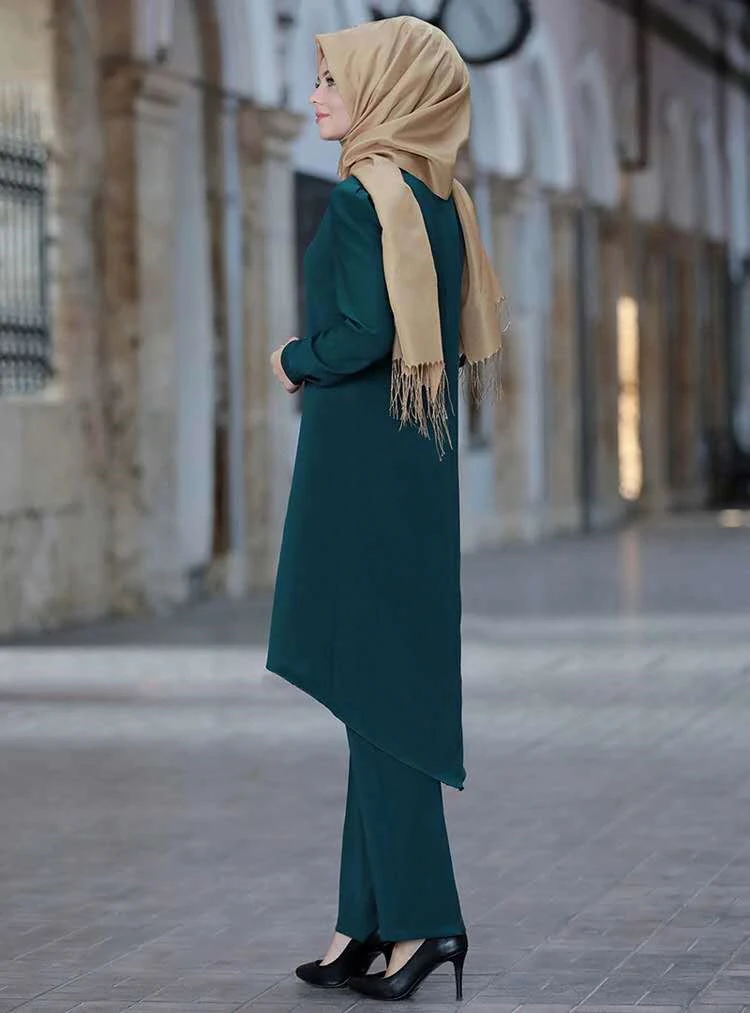 dubai abaya turkish 2 pcs set muslim dress long pants women moroccan kaftan islam elbise islamic clothing