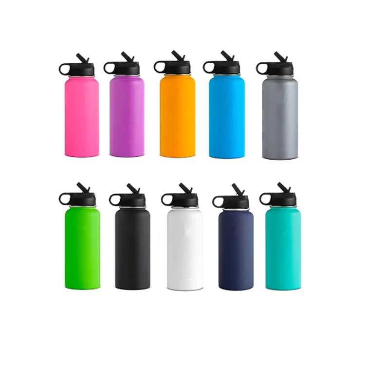 Wholesale 32 Oz Sports Water Container Easy Carry Double Wall Stainless Steel Bottles Insulated Bottles With Straw