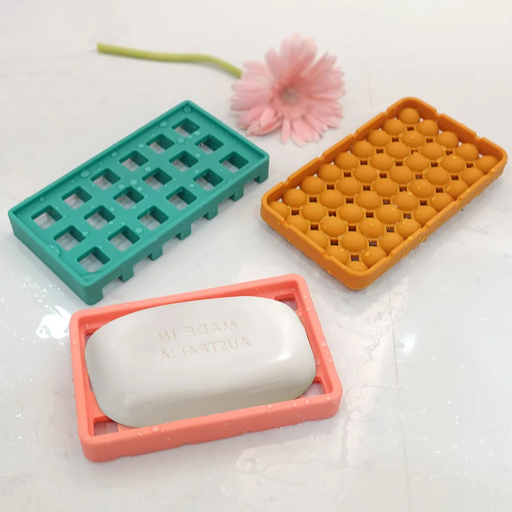Wolife Original Design Easy Clean Thickened Soap Dish For Shower Self Draining Silicone Soap Dish Tray Bathroom Bathtub
