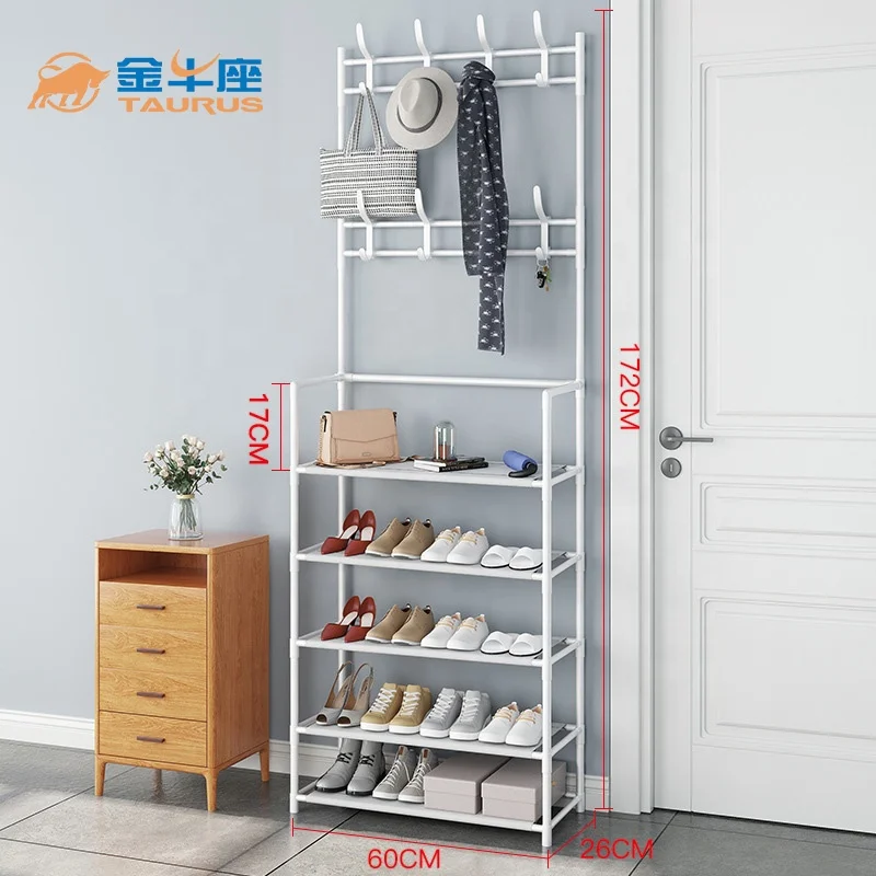 Hot sale modern simple coat hanger and shoes storage rack display rack assemblable shoes and coat rack