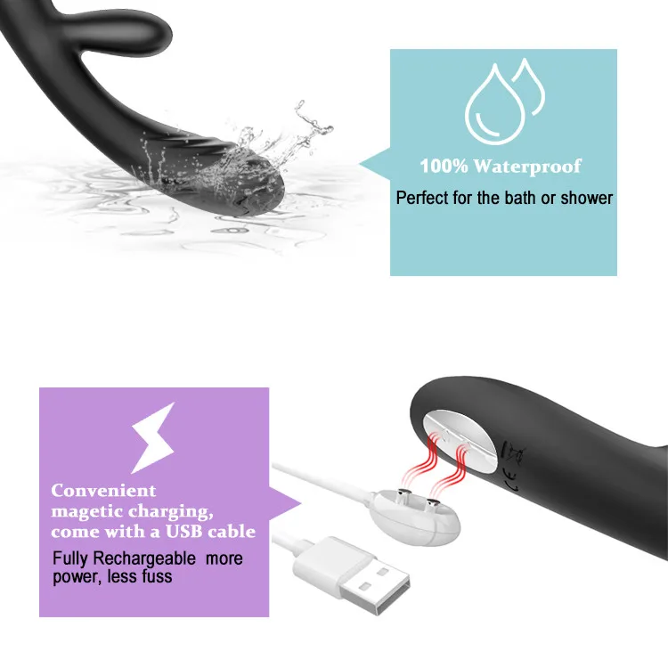 12 frequency vibration of the two motors magnetic suction charging  dual  head factory price sex toys  women female vibrator