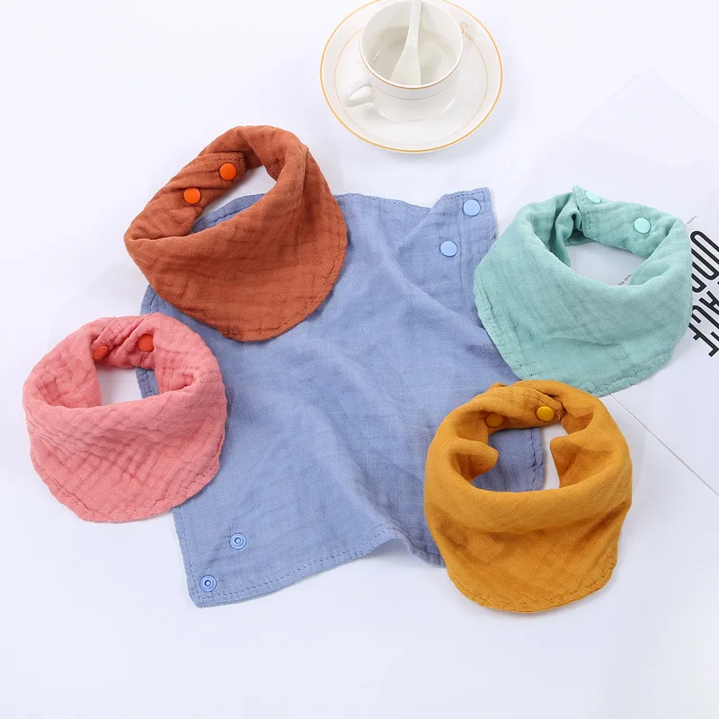 5 Color Organic Cotton Bib Amazon Hot Sale Wholesale Super Soft Muslin Bamboo Cotton Bib Triangular Bibs