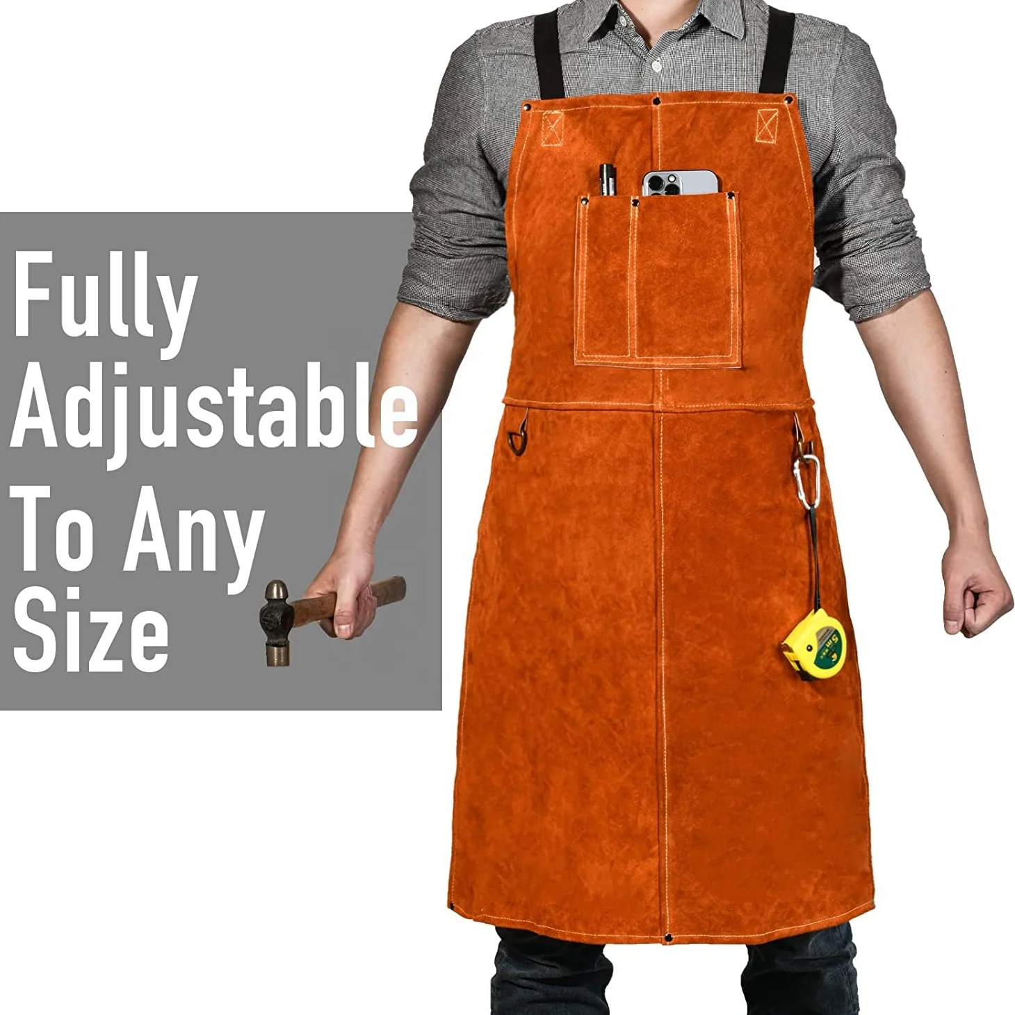 Swelder 2023 Leather Welding Work Apron Heat Resistant & Flame Resistant Bib Apron Flame Retardant Heavy Duty BBQ Apron