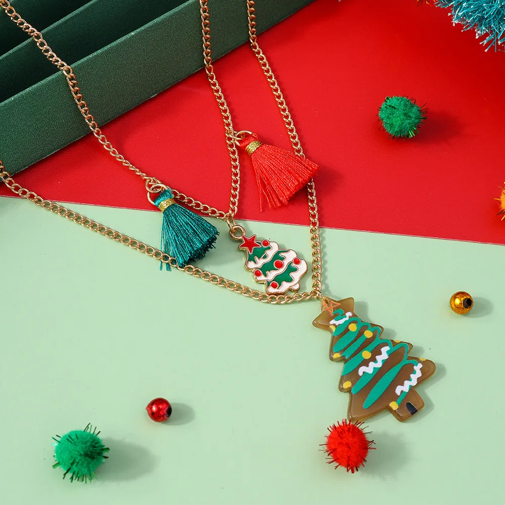 New fashion design Christmas Risu Christmas Tree necklace set exquisite everything collar bone chain neck accessories