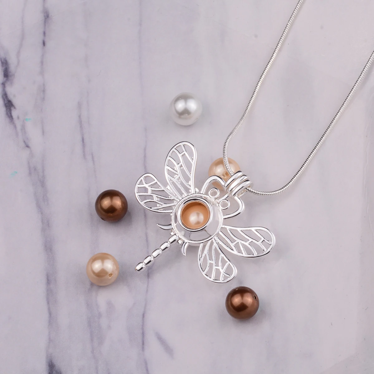 Серебряный пресноводный устричный жемчуг бусины медальон клетка ювелирные изделия ожерелье