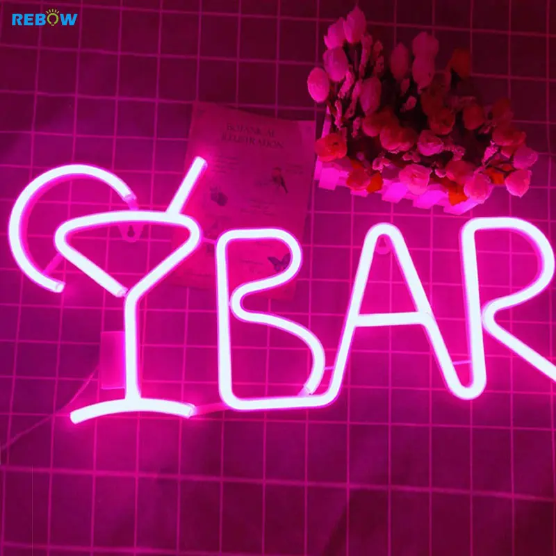Rebow No Moq Colorful Letters Words Decoration Neon Light Customized Led Neon Sign