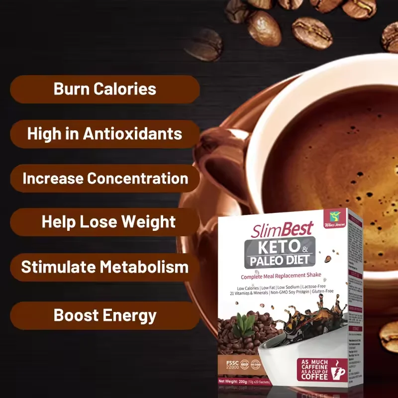 OEM Instant Slim Keto Coffee Weight Loss Herbal Powder Fat Burning Black Coffee Meal Replacement Food Coffee Drinks