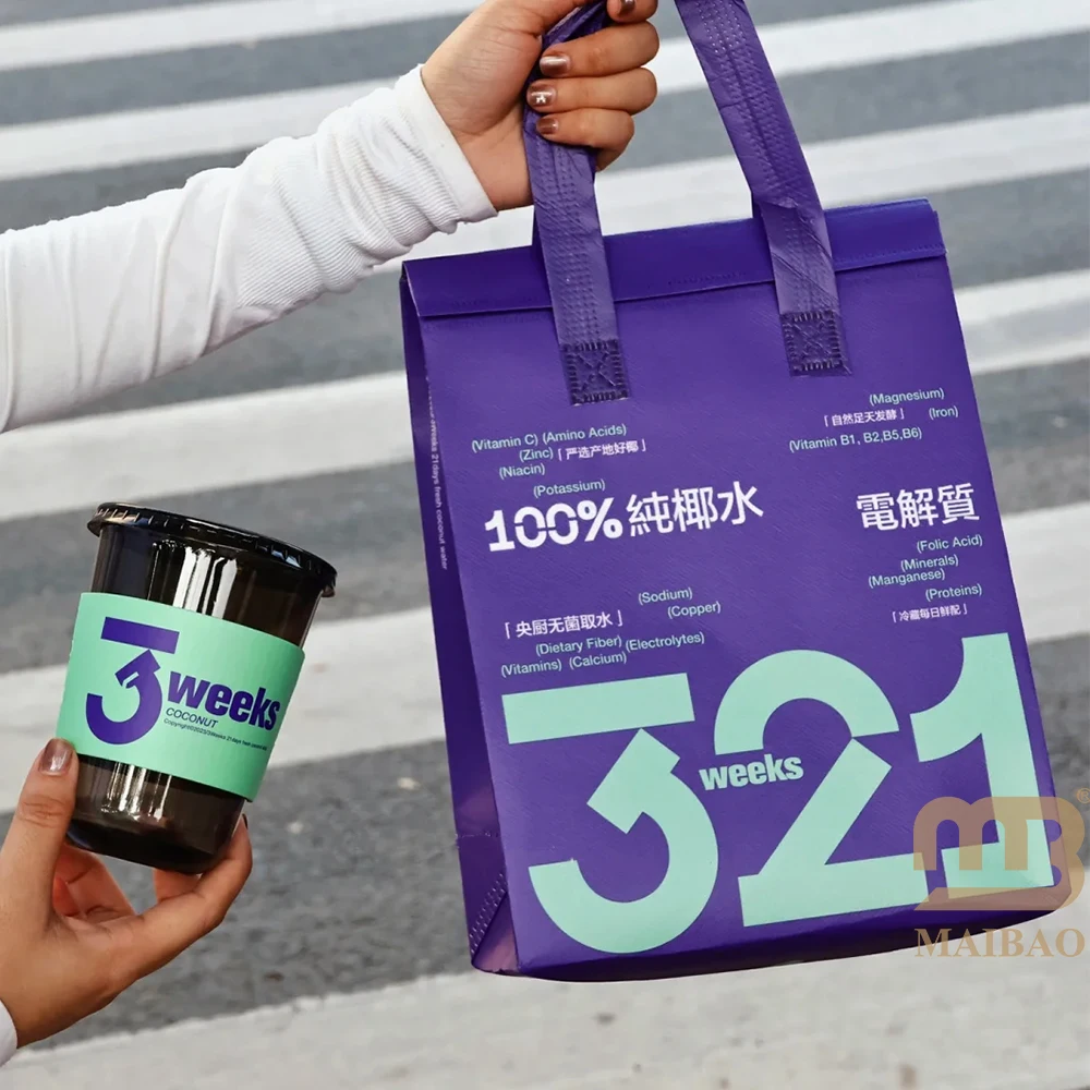 custom eco recycle disposable Insulated Bag Aluminum Foil waterproof food takeout Water resistant Delivery non woven Cooler
