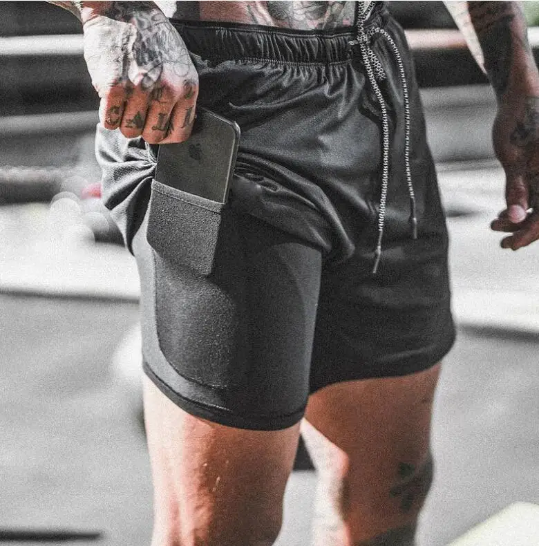 Custom Gray Compression Jogger Sweat Shorts Men Gym Training Shorts