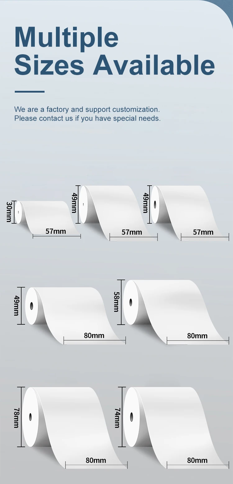 57*50mm 57*38mm 80*50mm Premium Quality Thermal Paper Roll Cash Register Paper Receipt Offset Printing Roll Cheap Price