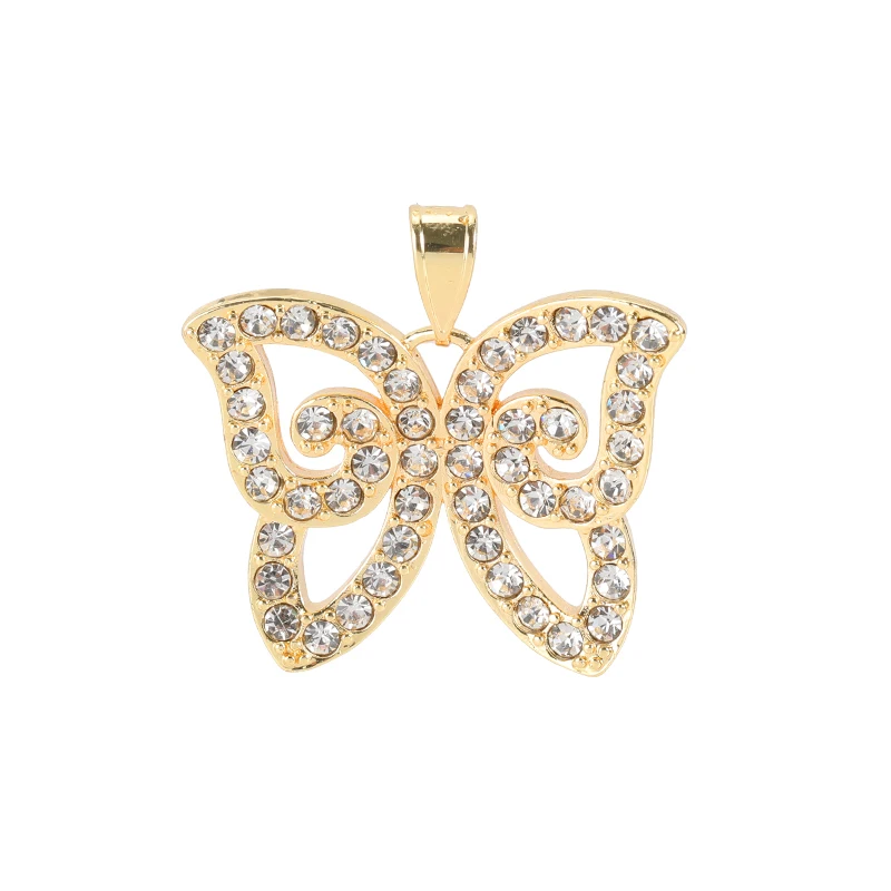 Gold plated Wholesale rhinestone diamond women butterfly necklace