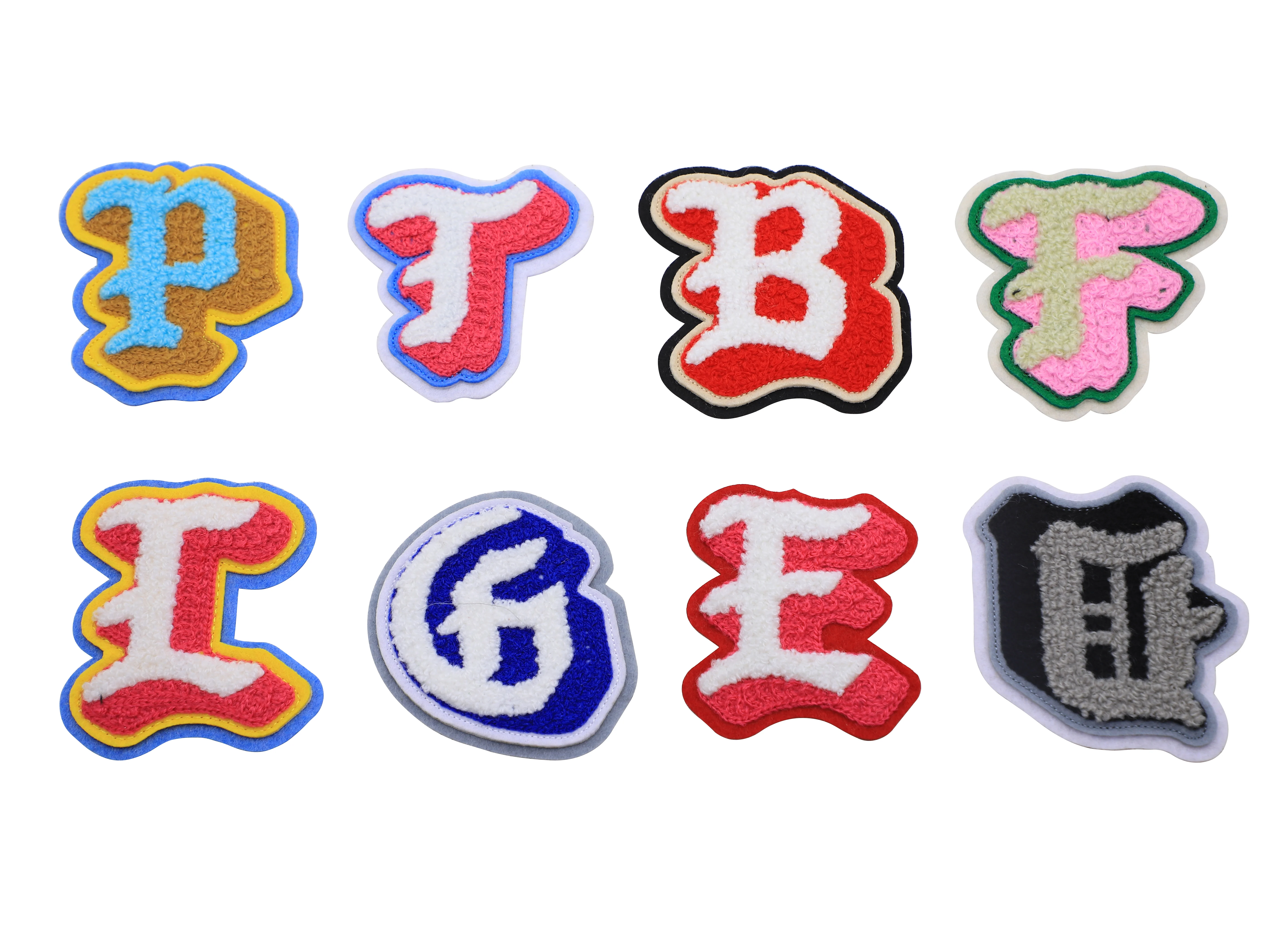 Custom Varsity Light Blue Chenille Glitter Letter Patches  Phone Case Chenille Leather A-Z Patch Embroidery