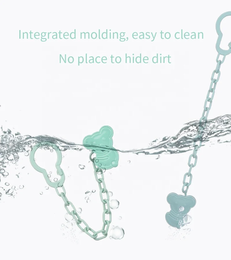 New Design Natural Soft Pacifier Holder Chain Teether Toy Chain Leash Personalized Pacifier Clip