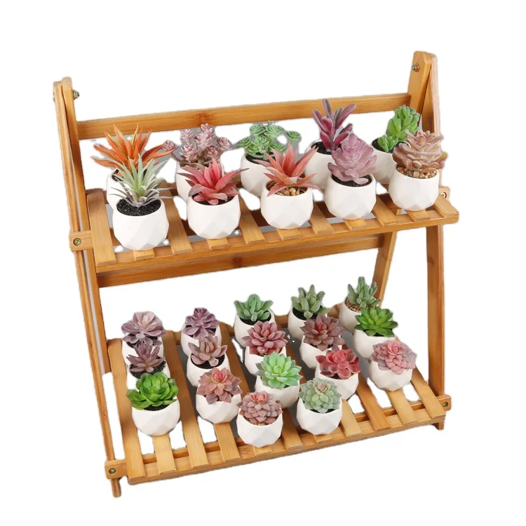 Manufacturer wholesale Home Indoor Decoration Mini Assorted Green Artificial Succulent Plants with pot