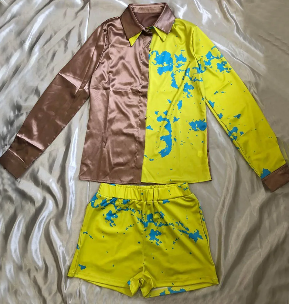 
2020 Girl long Sleeve Blouses Dress for Women Fashion two-piece shirt pants 