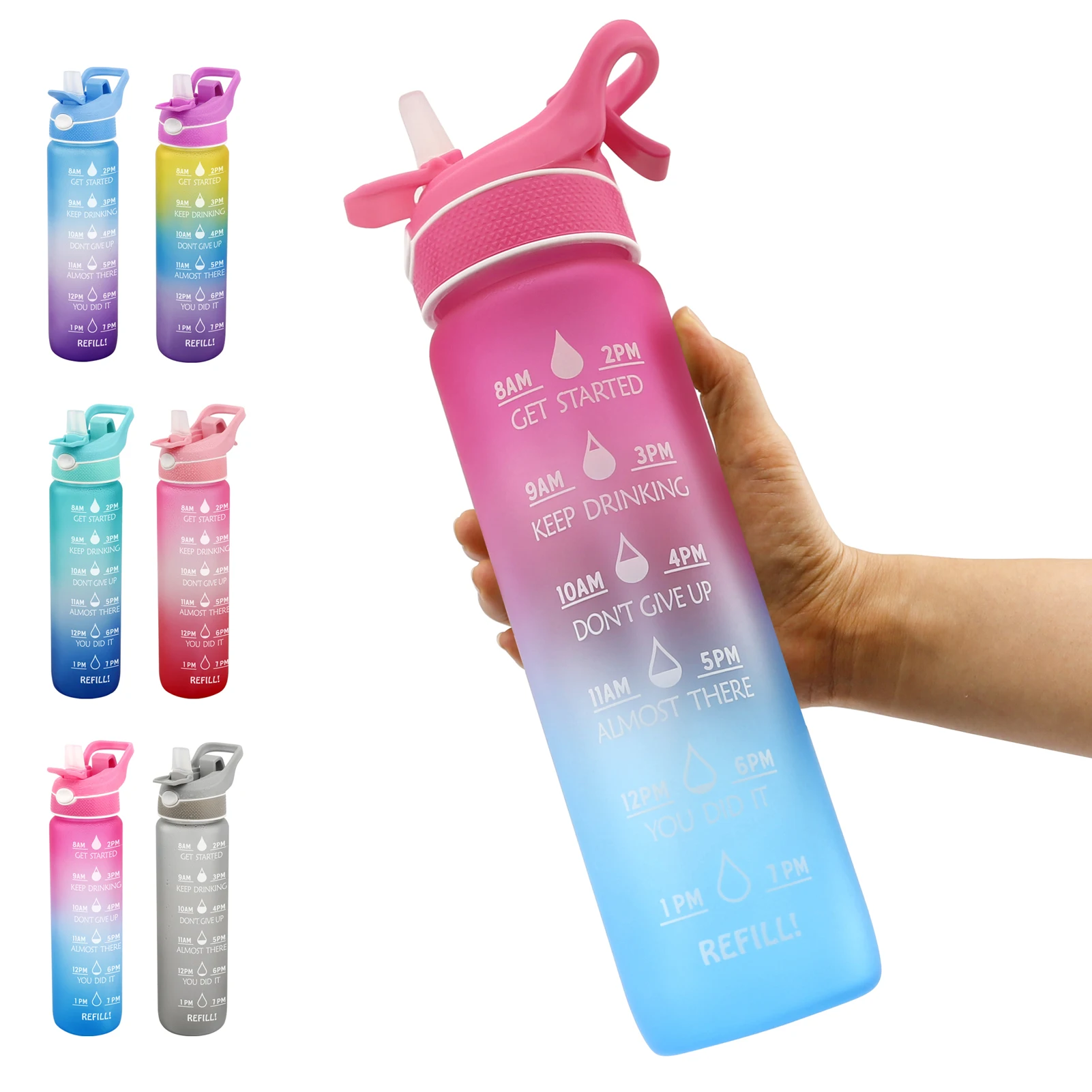 drinking and spraying misting bottle 32oz Time Marker Fast Flow 2 in1 spray sports water bottle for humidification and cooling