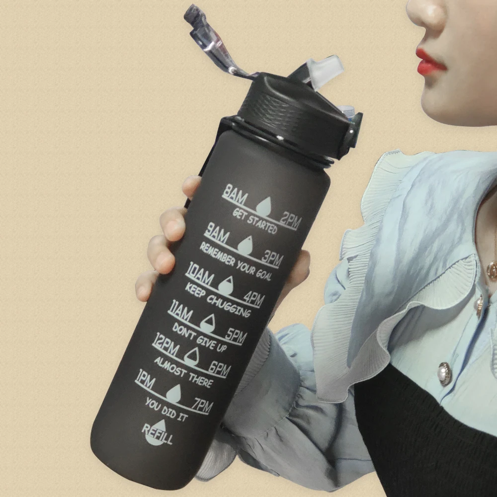 aqua flask Amazon top seller 1000ml sports 32 oz workout plastic bpa free motivational water bottle with time marker