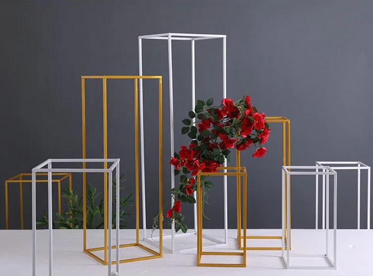 DKB 40cm 60cm 80cm 100cm tall metal decorative flower arrangement gold black flower stand for wedding table centerpieces