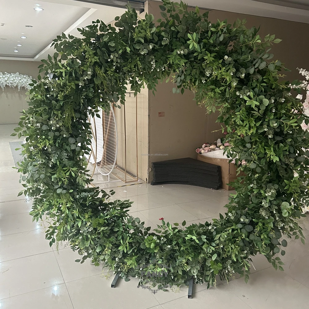 Greenery Leaf Round Wedding Flower Arch Backdrop Flower Arbor Floral Circle Moongate Wedding Party Events